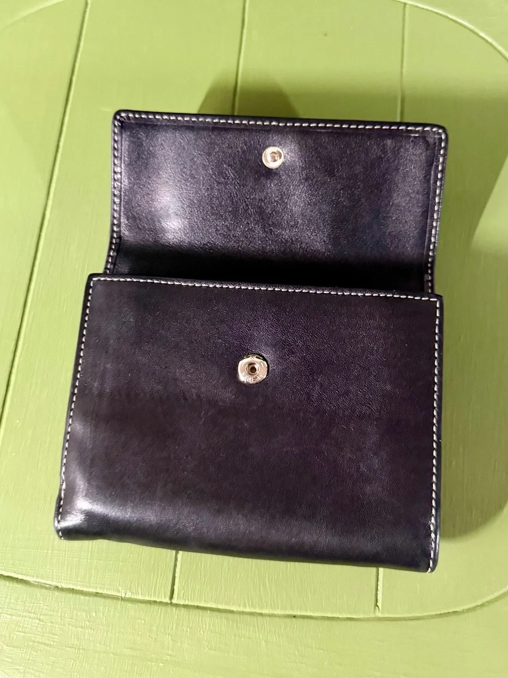 Vintage Kate Spade Black Leather Bifold Wallet ID Window
